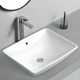 White Circular Ceramic Vessel Sinks with Overflow Hole Image - 9