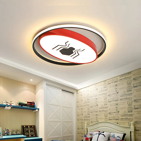 White Circular Red Oval Spider LED Flush Mount Light Image - 1