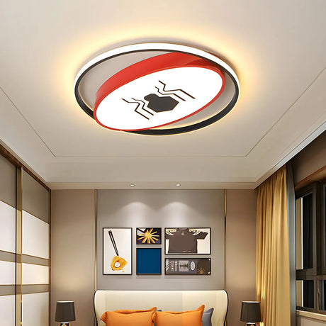 White Circular Red Oval Spider LED Flush Mount Light Image - 2