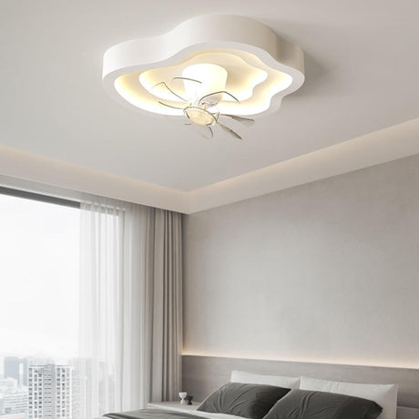 White Cloud-Shaped Step-less Dimming Ceiling Fan Light Image - 1