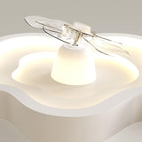 White Cloud-Shaped Step-less Dimming Ceiling Fan Light Image - 10