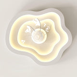 White Cloud-Shaped Step-less Dimming Ceiling Fan Light Image - 11