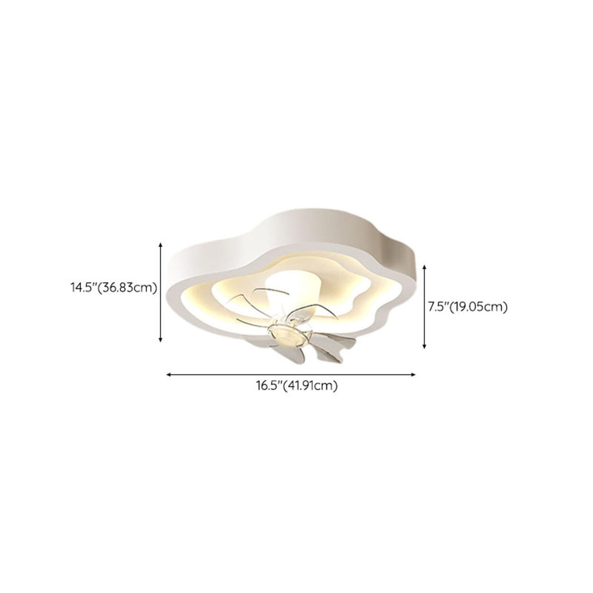 White Cloud-Shaped Step-less Dimming Ceiling Fan Light 