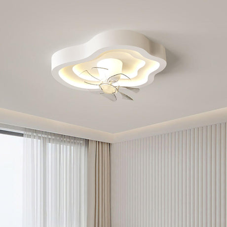 White Cloud-Shaped Step-less Dimming Ceiling Fan Light Image - 2