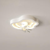 White Cloud-Shaped Step-less Dimming Ceiling Fan Light Image - 6