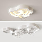 White Cloud-Shaped Step-less Dimming Ceiling Fan Light Image - 8