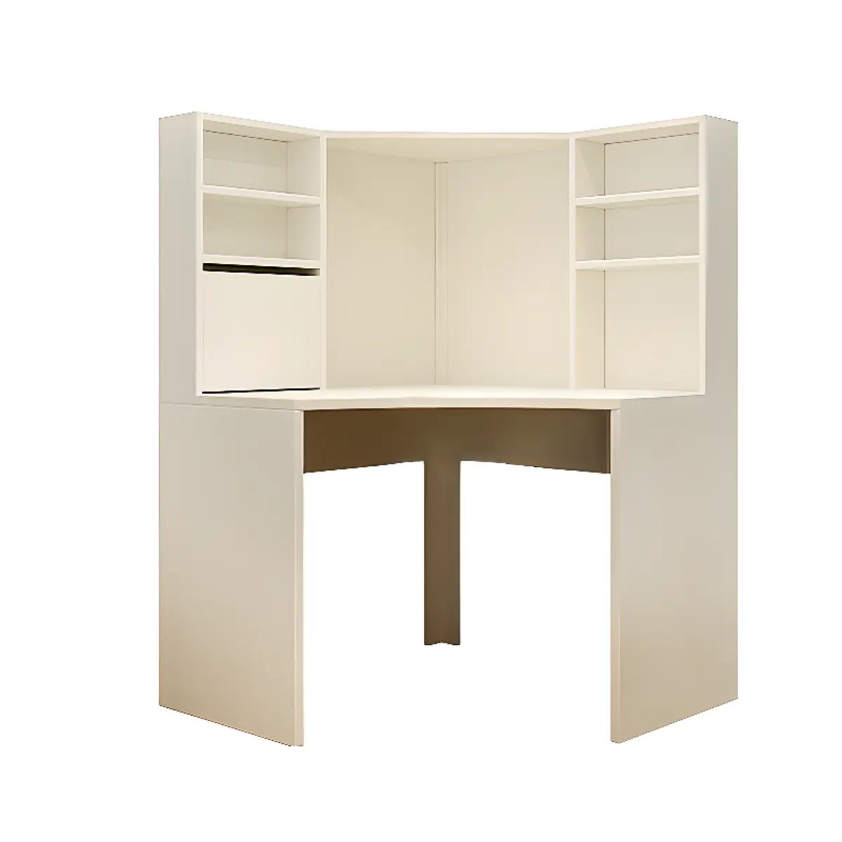 White Compact Hutch Front Splash Corner Computer Desk Image - 2