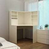 White Compact Hutch Front Splash Corner Computer Desk Image - 4