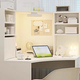 White Compact Hutch Front Splash Corner Computer Desk Image - 9