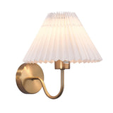 White Cone Pleated Fabric Shade Bedside Wall Sconce Image - 10