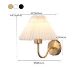 White Cone Pleated Fabric Shade Bedside Wall Sconce #size