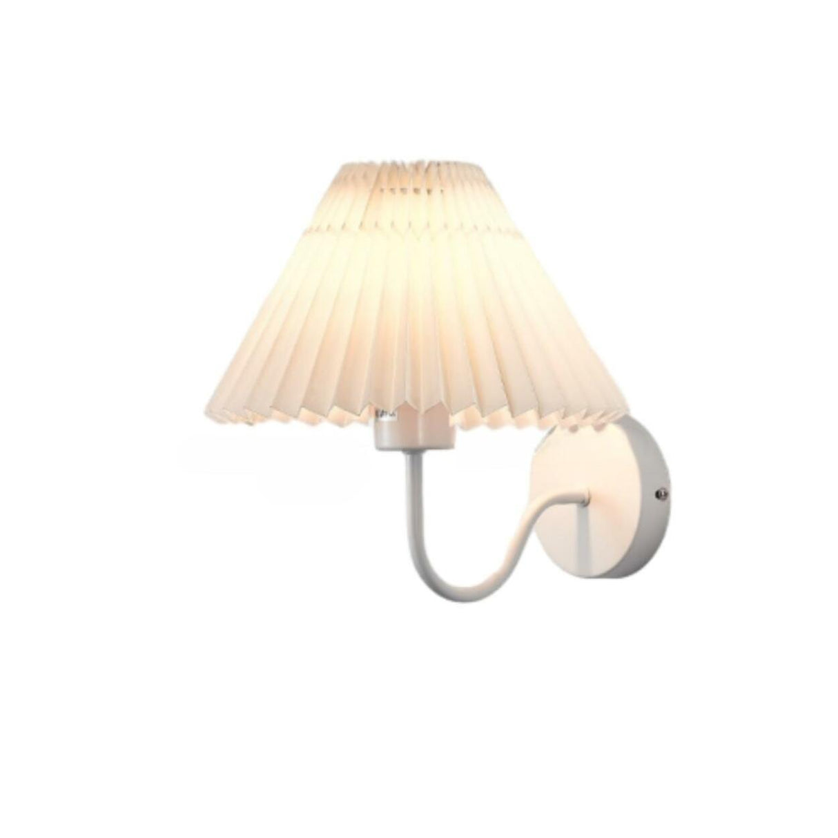 White Cone Pleated Fabric Shade Bedside Wall Sconce Image - 7