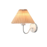 White Cone Pleated Fabric Shade Bedside Wall Sconce Image - 9