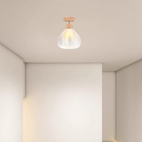 White Cone Semi-Flush Mount Ceiling Light Hallway Image - 2