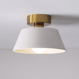 White Conical Iron Semi-Flush Mount Ceiling Fixture Image - 10