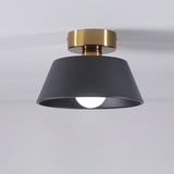 White Conical Iron Semi-Flush Mount Ceiling Fixture Image - 2