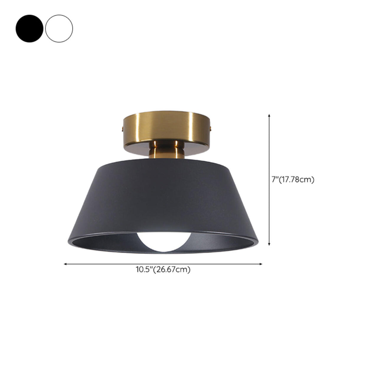 White Conical Iron Semi-Flush Mount Ceiling Fixture 