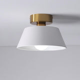 White Conical Iron Semi-Flush Mount Ceiling Fixture Image - 5