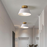 White Conical Iron Semi-Flush Mount Ceiling Fixture Image - 6