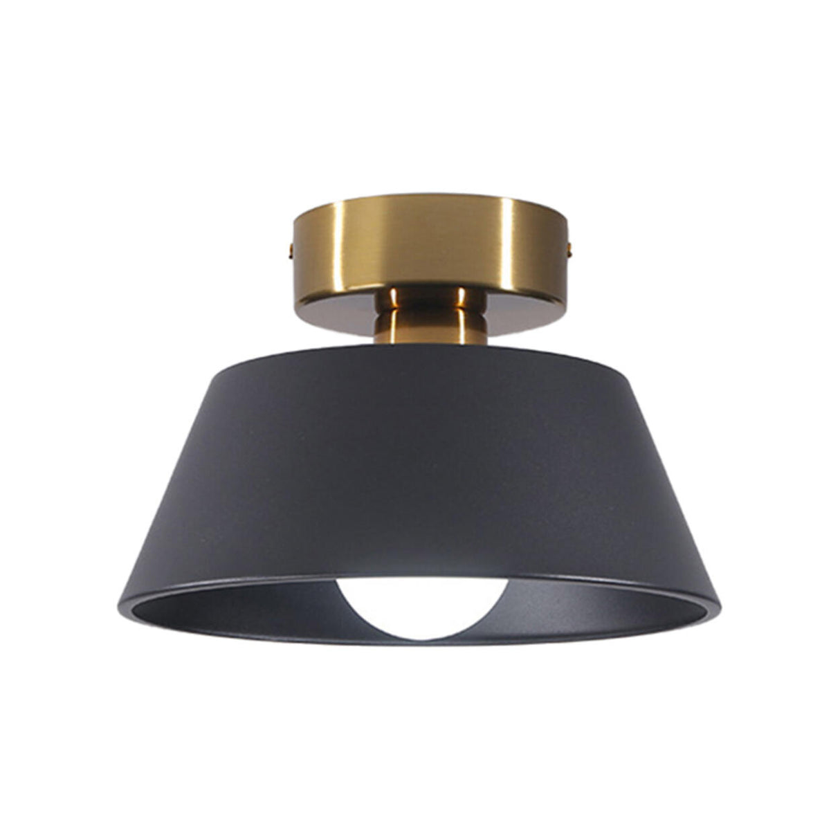 White Conical Iron Semi-Flush Mount Ceiling Fixture Image - 9