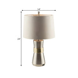 White Contemporary Drum Shaped Fabric Nickel Table Lamp #size