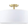 White Cylinder Fabric Semi-Flush Lamp Living Room Image - 6