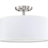 White Cylinder Fabric Semi-Flush Lamp Living Room Image - 8