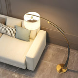 White Cylinder Shade Modern Gold Arc Floor Lamp Image - 14