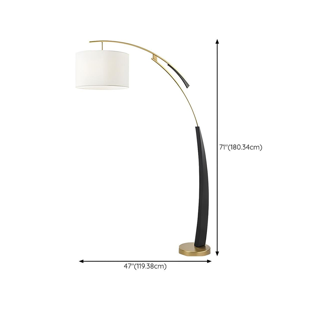 White Cylinder Shade Modern Gold Arc Floor Lamp 