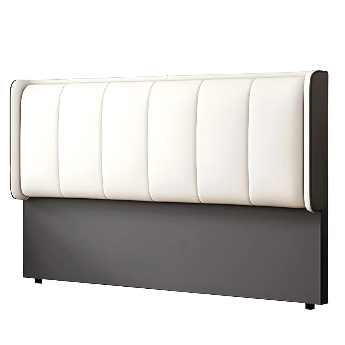 White-Dark Gray Rectangular Upholstered Headboard Image - 10