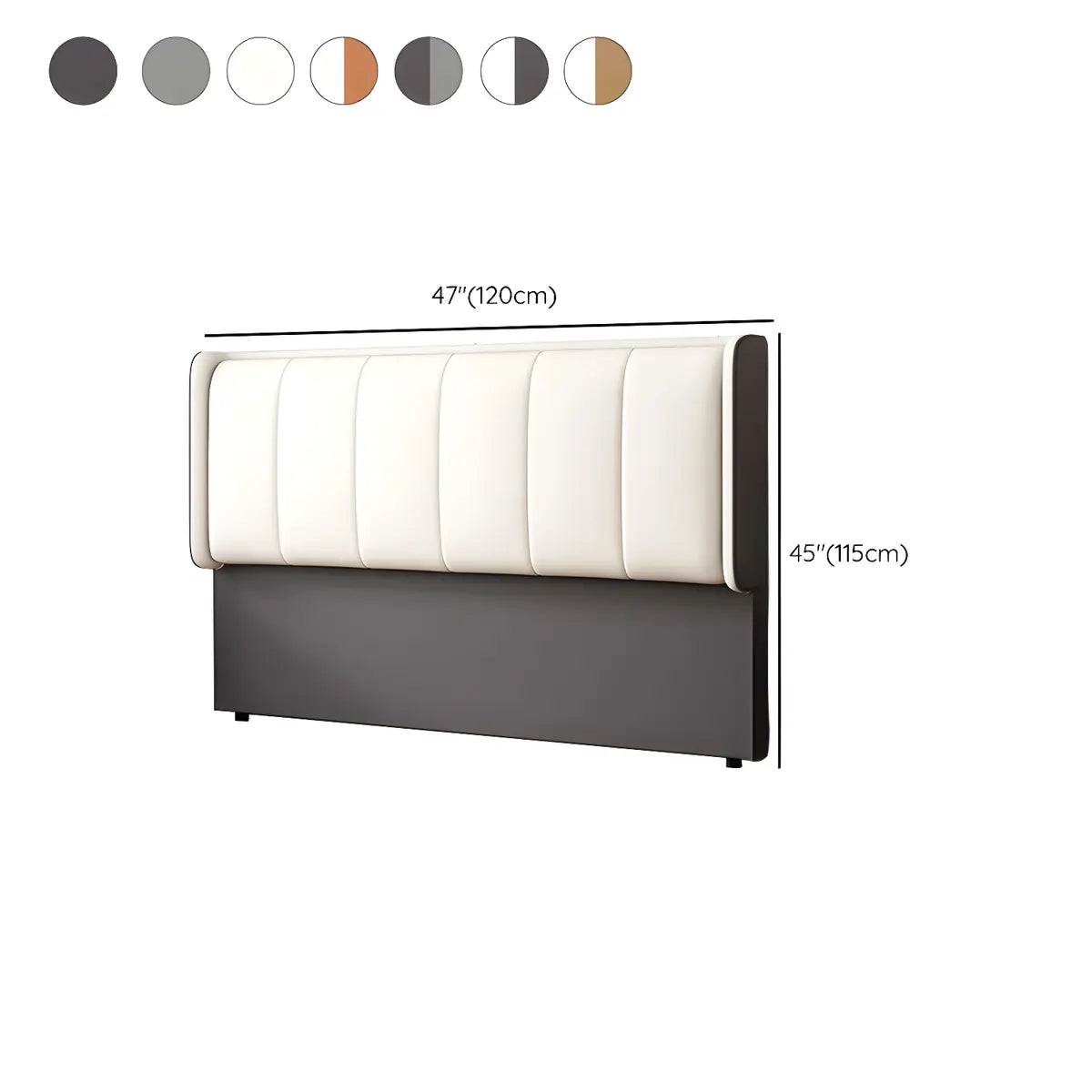 White-Dark Gray Rectangular Upholstered Headboard 