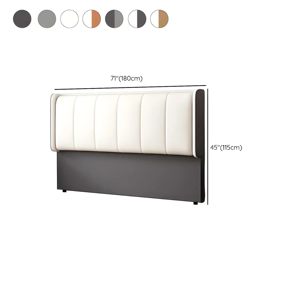 White-Dark Gray Rectangular Upholstered Headboard Image - 18