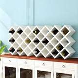 White Diamond Wood Large Tabletop Stackable Wine Rack Holder Image - 1