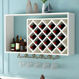 White Diamond Wood Large Tabletop Stackable Wine Rack Holder Image - 4