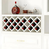 White Diamond Wood Large Tabletop Stackable Wine Rack Holder Image - 5