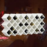 White Diamond Wood Large Tabletop Stackable Wine Rack Holder Image - 8