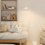 White Dome Shade Minimalist Curved LED Floor Lamp Image - 10