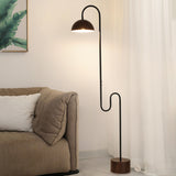 White Dome Shade Minimalist Curved LED Floor Lamp Image - 11