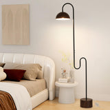 White Dome Shade Minimalist Curved LED Floor Lamp Image - 3