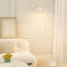 White Dome Shade Minimalist Curved LED Floor Lamp Image - 4