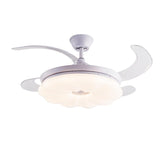 White Downrod Retractable Blade Cloud Ceiling Fan Light Image - 5