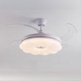 White Downrod Retractable Blade Cloud Ceiling Fan Light Image - 6