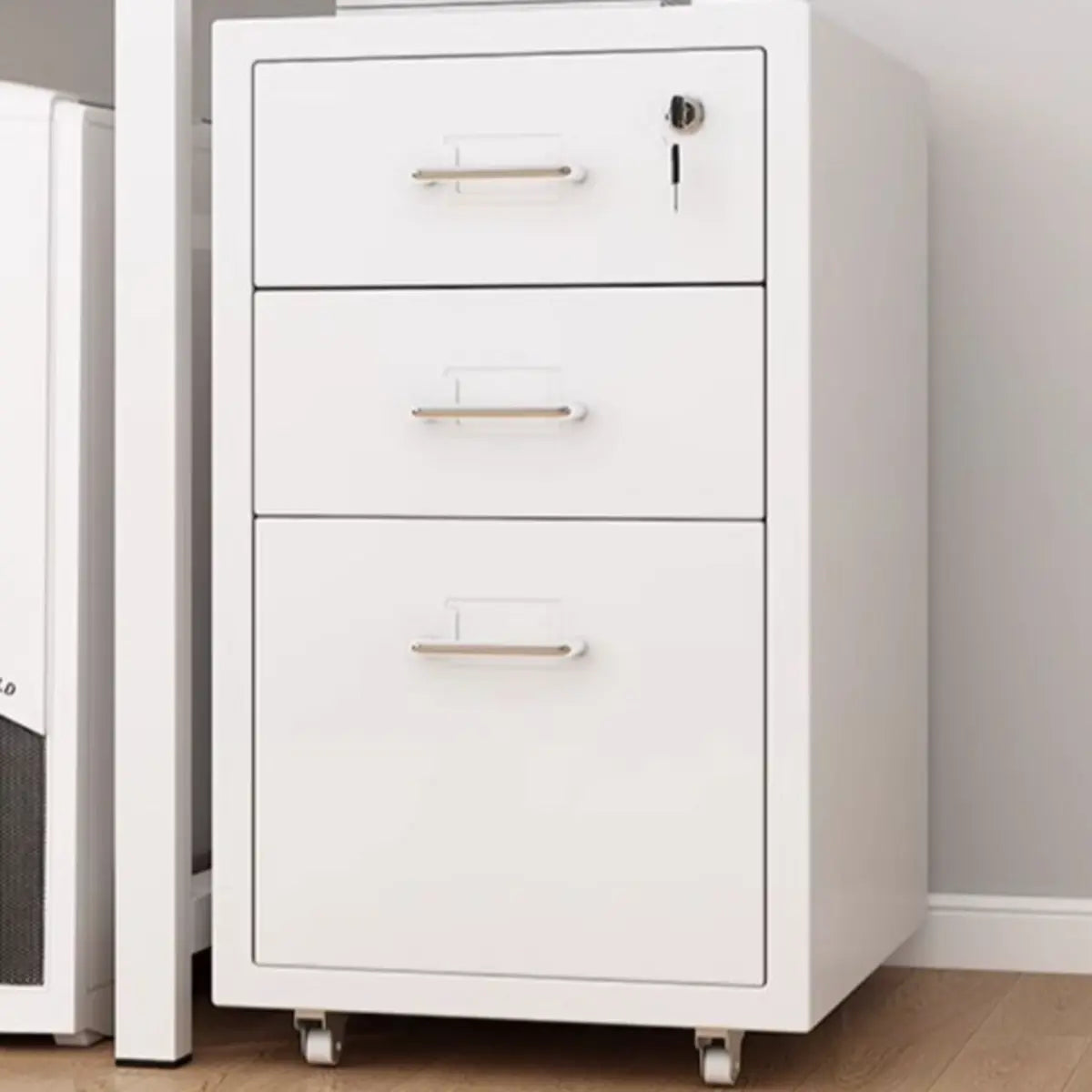 White Drawer Storage Steel Sliding Filing Cabinets Image - 8