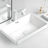 White Drop-In Rectangular Ceramic Bathroom Sink Image - 1