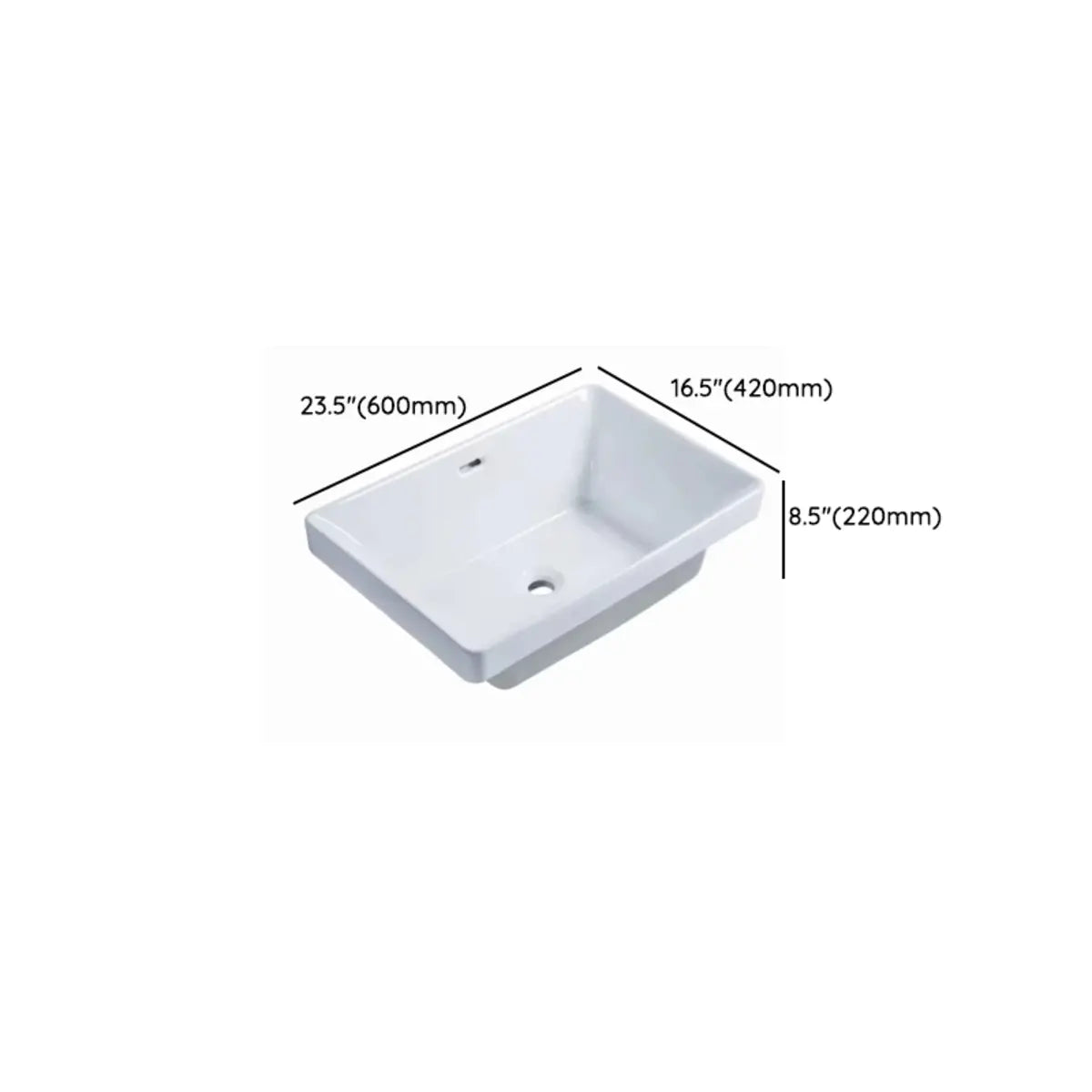 White Drop-In Rectangular Ceramic Bathroom Sink 