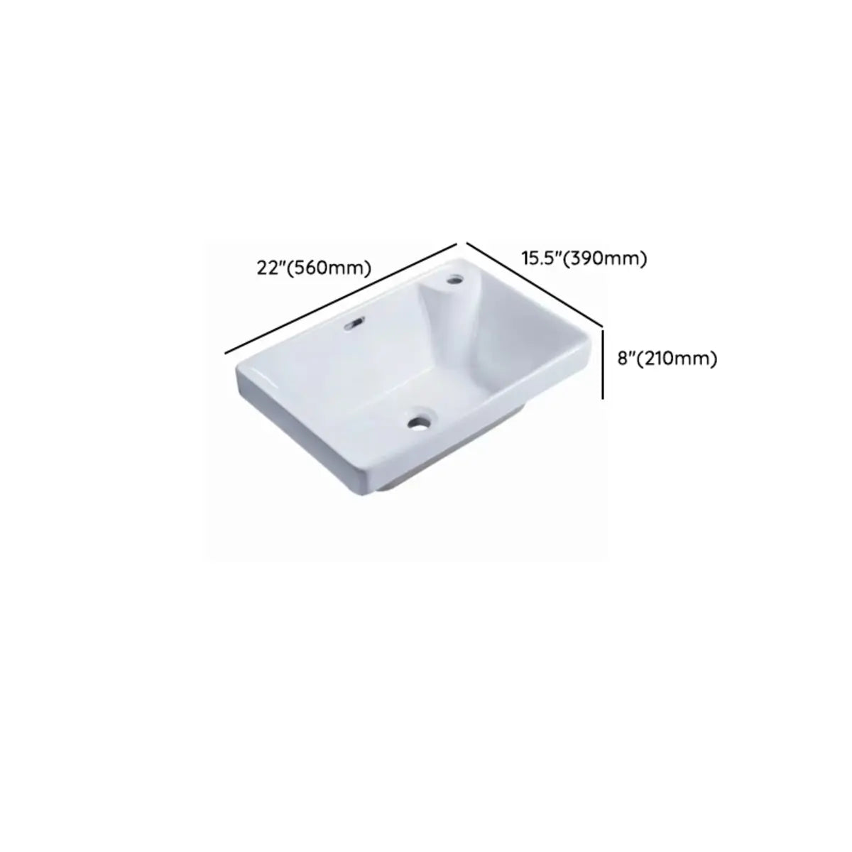 White Drop-In Rectangular Ceramic Bathroom Sink Image - 13