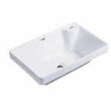 White Drop-In Rectangular Ceramic Bathroom Sink Image - 2