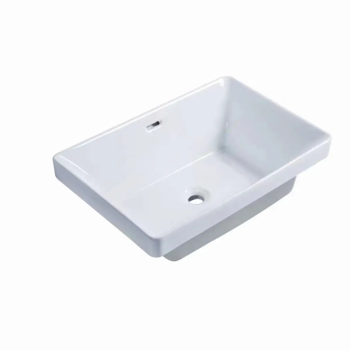 White Drop-In Rectangular Ceramic Bathroom Sink Image - 3