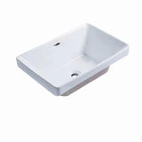 White Drop-In Rectangular Ceramic Bathroom Sink Image - 5