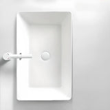 White Drop-In Rectangular Ceramic Bathroom Sink Image - 6